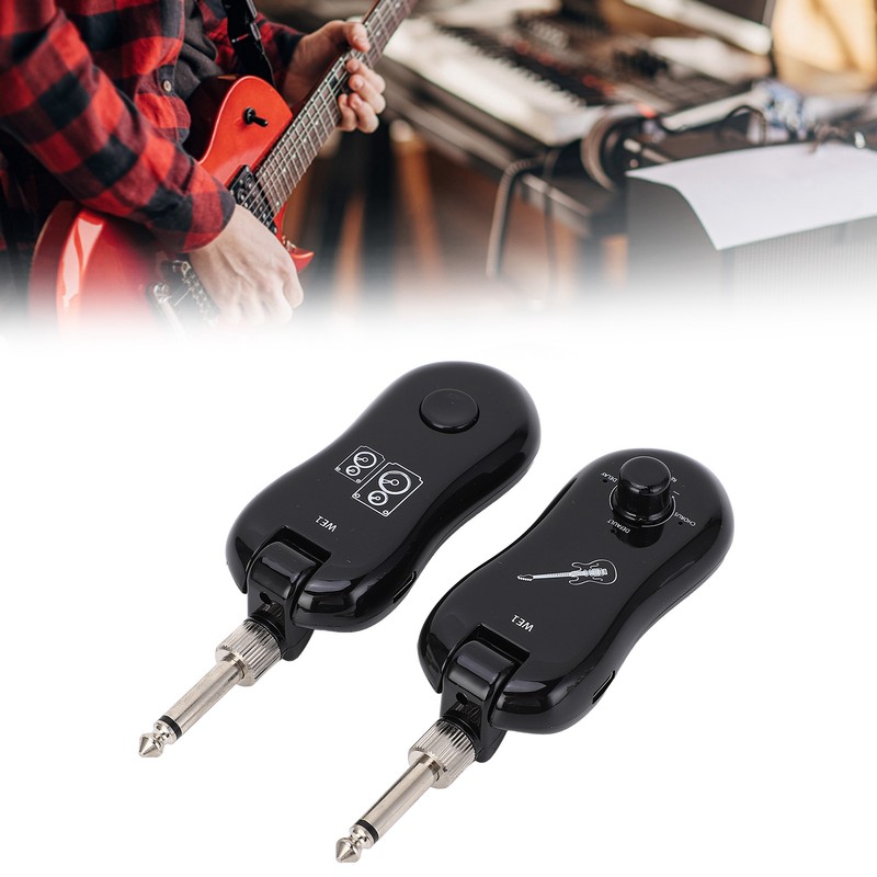 Black Guitar Wireless Transmitter Receiver Kit with Reverberation Type C