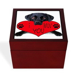 CafePress Black Lab Valentine Memory Keepsake Jewelry Box, 5"x5"x3.75"
