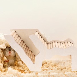 POPETPOP Wooden Hamster House Sleeping Nest Hamster Castle with Stair Exercise Toy Small Pet Hideaway Room Ladder Toy for Squirrels Gerbils Hamsters Golden Bears Supplies