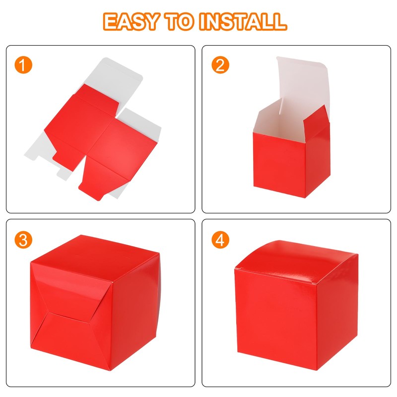 sourcing map 25 Pcs Red Gift Boxes, 3"x3"x3" Kraft Paper