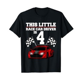 Funny 4th Birthday Gift Boys 4 Years Old Race Car Drivers T-Shirt