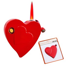 Electronic Lighter, Jet Flame Torch Lighter Electric Lighter Refillable Butane 2 in 1,Cool Windproof Lighter USB Rechargeable Infinity,Creative Love Lighter for Outdoor Indoor Gifts(Red)