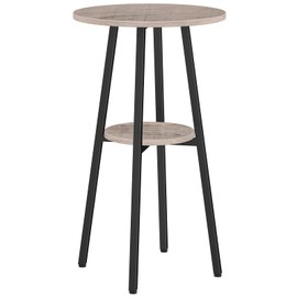 HOOBRO Bar Table, Round Pub Table, 2-Tier Bistro Table with Storage, 37.4" High Top Table for Small Spaces, Cocktail Table with Top Particleboard for Kitchen, Easy to Assemble, Greige BG55BT01