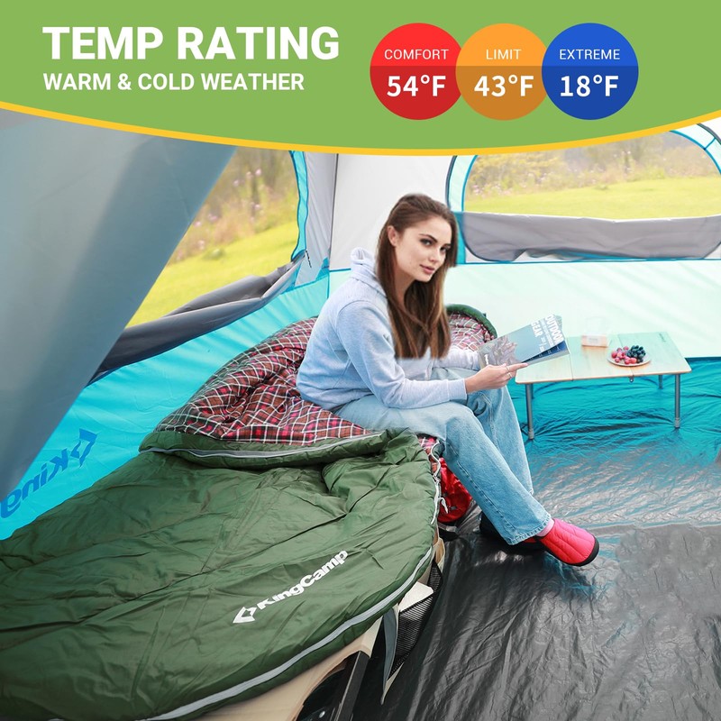 KingCamp Sleeping Bag for Adults, Extra Wide Flannel Sleeping Bag