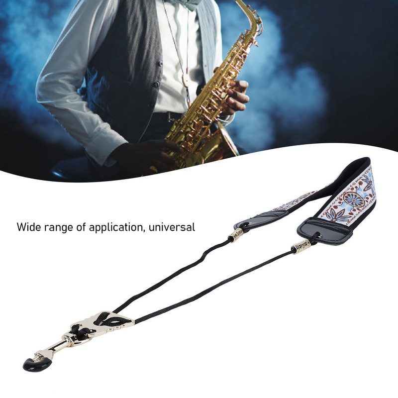 Embroidery Saxophone Neck Strap for Alto Tenor Sax Adjustable Instrument