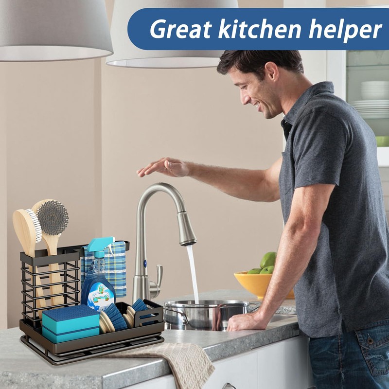Sink Caddy Sponge Holder for Kitchen Sink, Dish Brush Sponge