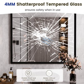 WEER Black Framed Mirror 36X30 Inch, Rectangular Matte Black Bathroom Vanity Mirror, Farmhouse Bathroom Mirror with Tempered Glass, Anti-Rust, Hangs Horizontal or Vertical