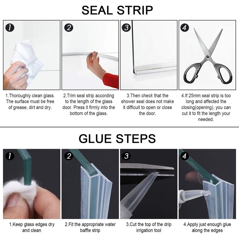 Gump's grocery U Shape Bathroom Seal, Transparent Shower Screen Seal,