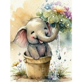 Huacan Diamond Painting Kits 5D Cute Elephant Diamond Art Kits for Adults DIY AB Full Round Paint by Diamonds Gem Art Kits Home Decor Gift 11.81 * 15.74inch