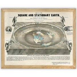 Orlando Ferguson Flat Earth Reproduction Map 11x14 Framed Poster – Vintage Scientific Print, 19th-Century Theory, Historical Science, Flat Earthers, Antique Office Decor, Library, Classroom