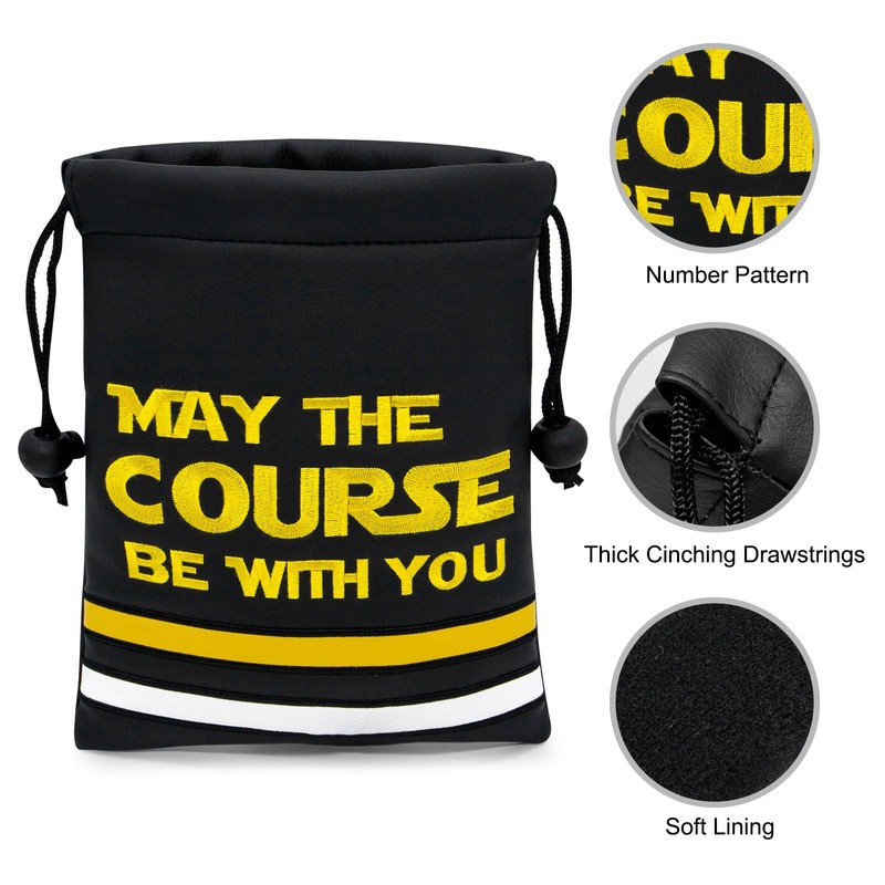 Aliennana Golf Valuables Pouch, Leather Golf Tee Pouch with Drawstring