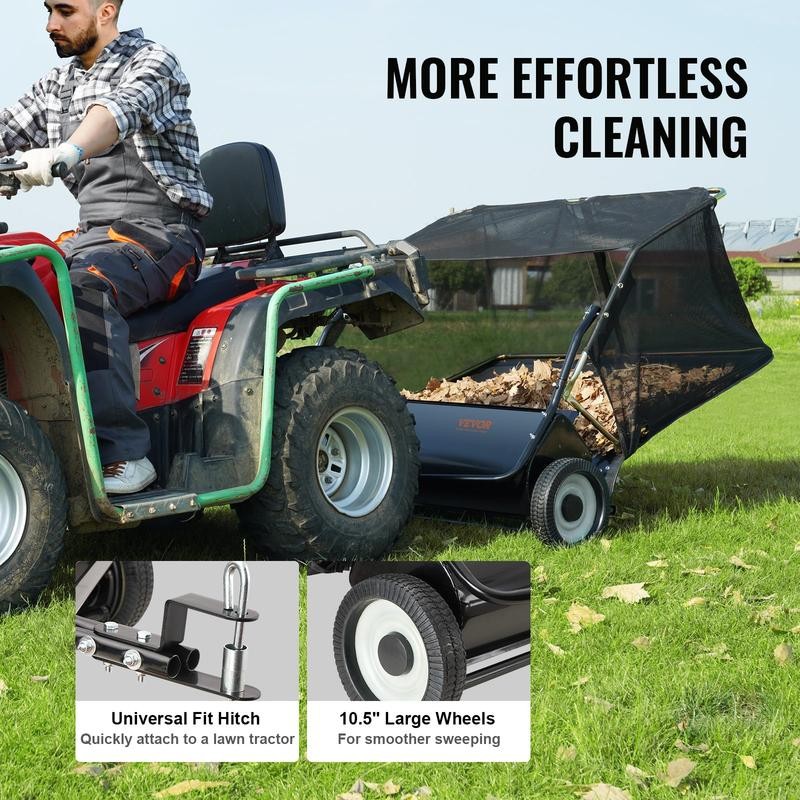 VEVOR Tow Behind Lawn Sweeper, Pull Behind Lawn Sweeper 50",