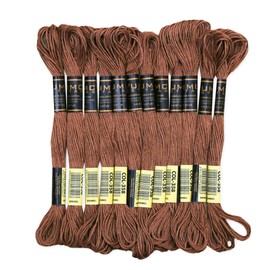 UMC STAG Pack of 12 Premium Embroidery Thread | 100% Egyptian Cotton Premium Skeins | Cross Stitch Embroidery Floss | Oeko TEX Certified Stranded Cotton | Ideal for Arts & Crafts (Medium Brown 358)