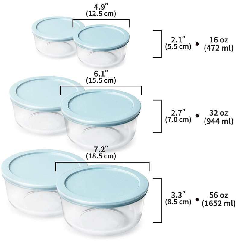 Luvan Glass Storage Containers with Lids, Set of 6 Round