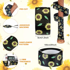 Pushglossy Faith Cross Baseball Bat Grip Tapes 1.1mm Precut Full Adhesive Softball Grip Tape,Non-Slip Softball Bat Wrap Religious Cricket Batting Tape Replacement(Black,Sunflower)