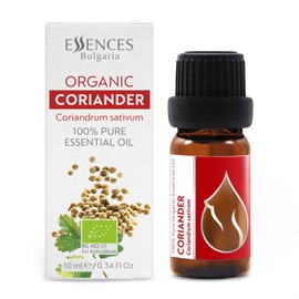 Essences Bulgaria Organic Coriander Essential Oil 10ml | Coriandrum sativum | 100% Pure and Natural | Undiluted | Therapeutic Grade | Family Owned Farm | Steam-Distilled | Non-GMO | Vegan