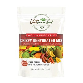 DRIED CRISPY MIX 5.29 oz (150g) VIETFARMFOOD: Mixed dried fruits and vegetables lightly fried in oil. Sugar free, naturally sweet, rich in nutrients. Perfect for snacking, topping or gifting.