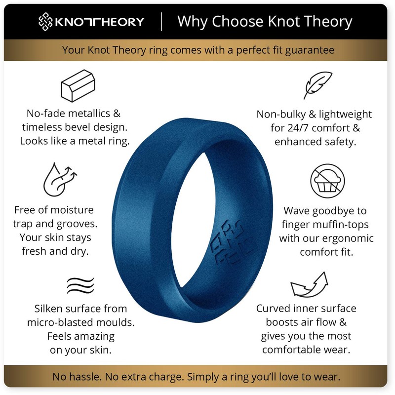 Knot Theory Metal Blue Silicone Ring for Men Women -