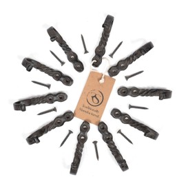 Rustic State Astor Wall Mount Coat Hanger Hooks Multiuse Entryway Railroad Spike Rack Cast Iron Black Set of 10