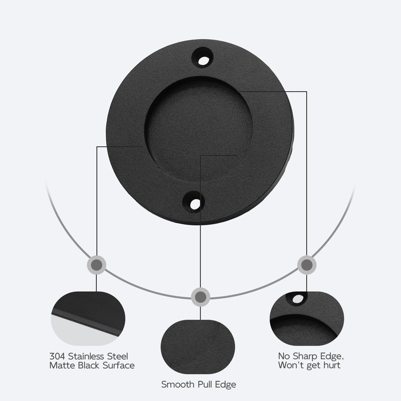 Auvotuis 3 Inch Sliding Barn Door Handle, Round Finger Flush