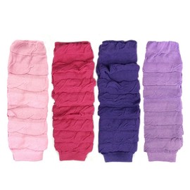 allydrew Gathered Ruching Baby Leg Warmers (Set of 4), Ruched Pinks and Purples