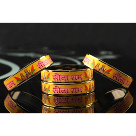 AABHAYA ARTS Glass Bangle Shree Ram Naam Kada Kangan Bracelet for Women & Girls Sita Ram Theme, Pack of 4 Kada, 2.8 Large, Glass