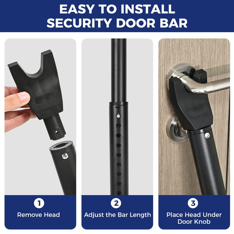 HonesaLoc 2-in-1 Door Security Bar & Sliding Patio Door Stopper