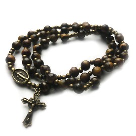 Tiger Eye Stone Catholic Rosary Bracelet for Women - Rosary Beads - Catholic Gifts - Rosarios Catolicos, Adjustable, Stone