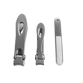U-KIME Nail Clippers Set for Thick Toenails & Fingernails – 3PCS Heavy Duty Stainless Steel Clippers, Ultra Sharp & Durable (Silver)