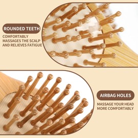 DZSEE Bamboo Hair Brush for All Hair Types, Natural Wooden Brush for Hair Growth, Detangling Wood Hairbrush with Ergonomic Handle, Scalp Massaging Bamboo Brushes for Men, Women, Kids