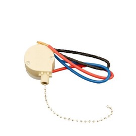 Leviton Ceiling Fan Pull Chain Switch, 3-Amp Single-Pole, 2-Circuit 4-Position, 1689-50, Ivory