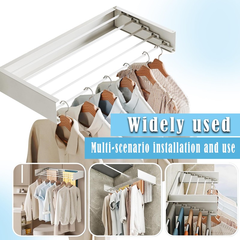Sleclean Wall Mounted Drying Rack, Collapsible Drying Racks for Laundry,
