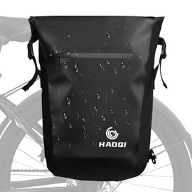 HAOQI Bike Pannier Waterproof Bike Rear Rack Bag 27L Large Capacity Bicycle Pannier for Cycling Traveling Commuting, Black