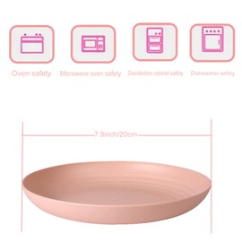GZTFPQ Plastic Plates Reusable Set of 4,Unbreakable Plastic Dinner Plates 20cm Lightweight Plates for Kitchen & Outdoor Non-Toxin Dishwasher & Microwave Safe Pink