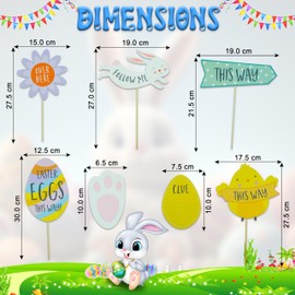 74Pcs Easter Egg Hunt Kit with Bunny Footprints, Arrows & Clue Cards, Outdoor/Indoor Easter Decor, Garden Party Signs for Kids and Family Fun