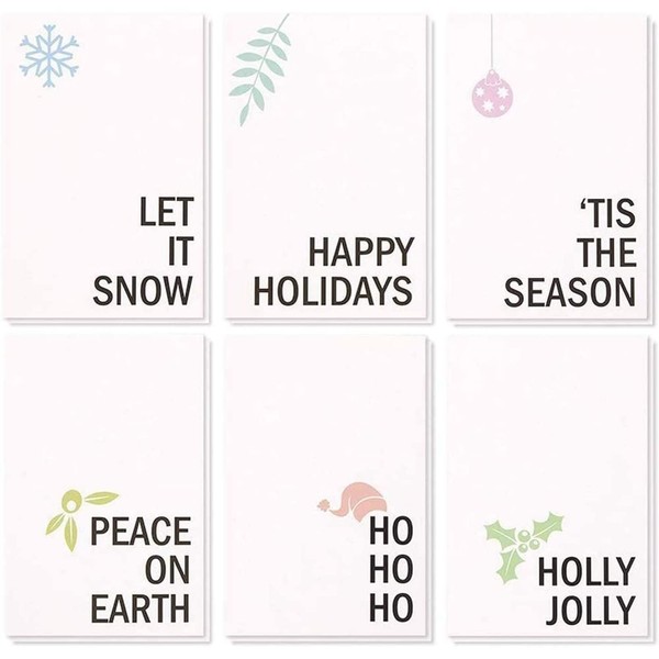 48-Pack Merry Christmas Greeting Cards Bulk Box Set - Winter Holiday Xmas Holiday Greeting Cards with Minimalistic Design, Envelopes Included, 4 x 6 Inches