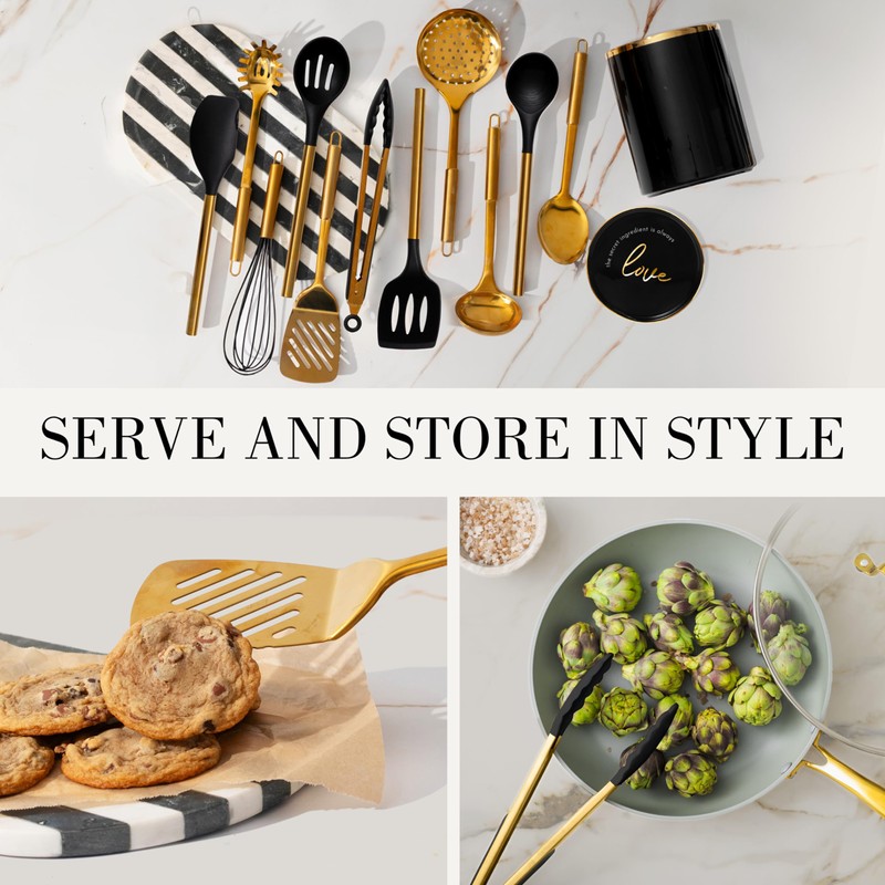 STYLED SETTINGS Black and Gold Cooking Utensils Set - 13-Piece