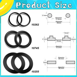 Sweetude 18 Pieces 25076RP O Ring Rubber Washer for 1 1/2 Inch Fittings Washer and Ring Compatible with Intex Pool Plunger Valves and Replacement Gasket 10745, 10262 and 10255