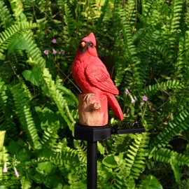 Cardinal Garden Decor Red Bird Figurine Memorial Solar Light Outdoor Stake Patio Yard Art Lawn Ornaments Porch Cute Christmas Decorations Outside Mom Grandma Women | Juliahestia
