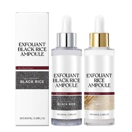 Black and White Rice Peeling Ampoule, Peel Shot Glow Rice Ampoule Duo, Moisturizing Niacinamide Ampoule for All Skin Types, Gentle Peel & Deep Hydration (Black+White, 3.38 FL OZ)