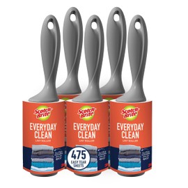 Scotch-Brite Everyday Clean Lint Roller, Lint Remover for Pet Hair, Dark Clothes, Furniture, and Dusty Surfaces, Picks Up Fur & Fluff in Your Home, Car, & Office, 5 Pack, 475 Adhesive Sheets Total