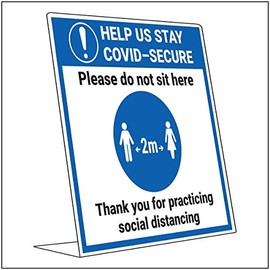 V Safety Covid Secure Desk Sign - Do Not Sit Here - 200mm x 300mm - 2mm Rigid Plastic