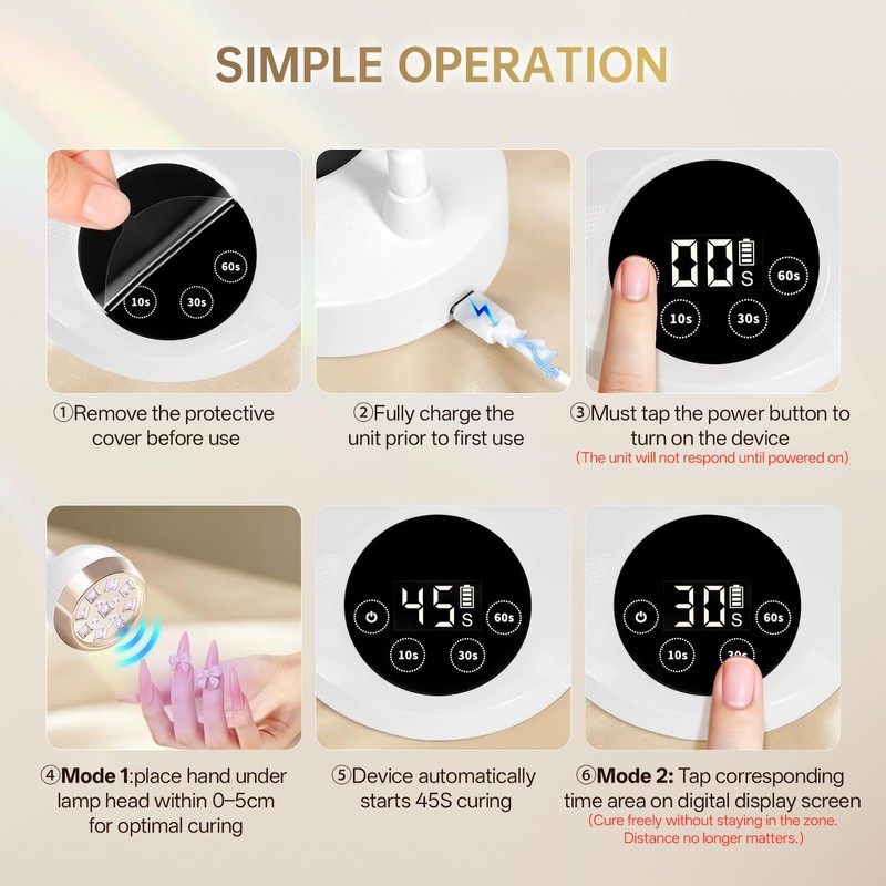 AORAEM UV Nail Lamp, LED Auto Sensor Yellow Light Gooseneck