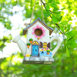 Yinns Bird House, Hanging Bird House for Outside, Wild Bird House, Decorative Watering Can Bird House for Home Garden Decor