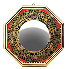 Feng Shui 6.2IN Concave Bagua Mirror China Orientation, Longitude and Latitude Bagua Mirror Home Outdoor Protection and Decoration Bring Good Luck, Clean up Bad Fortune (6.2IN Concave)