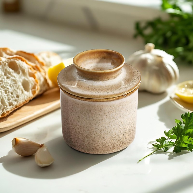 Ceramic Butter Crock with lid for Countertop,French Butter Dish