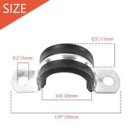 RGFXA 12PCS 3/4 Inch Cable Clamps, 2 Holes U Bracket Rubber Cushioned Insulated Clamp, Sturdy Clamp Conduits Strap Clamps for Pipe Fixing on Various Surfaces