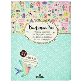 Moses Flowers & Friends Letter Paper Set, Letter Sheets, Envelopes and Colourful Stickers in a Practical Storage Folder, Utensils for Letter Friends