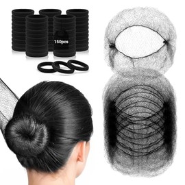 100pzs Red para Cabello y 50 Pcs Ligas para Cabello, JDF3CISH Cofias Desechables, Red de Pelo Tejida de, Gorro Desechable Tipo para Bailarinas de Ballet, Redecillas de Cocina, Danza, Actor