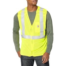 Carhartt Mens Flame Resistant High-Visibility Mesh Class 2 Vest, Brite Lime, Large US
